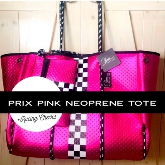 new lily pink CORAL REEF waterproof neoprene tote light resort travel beach bag - Picture 8 of 16